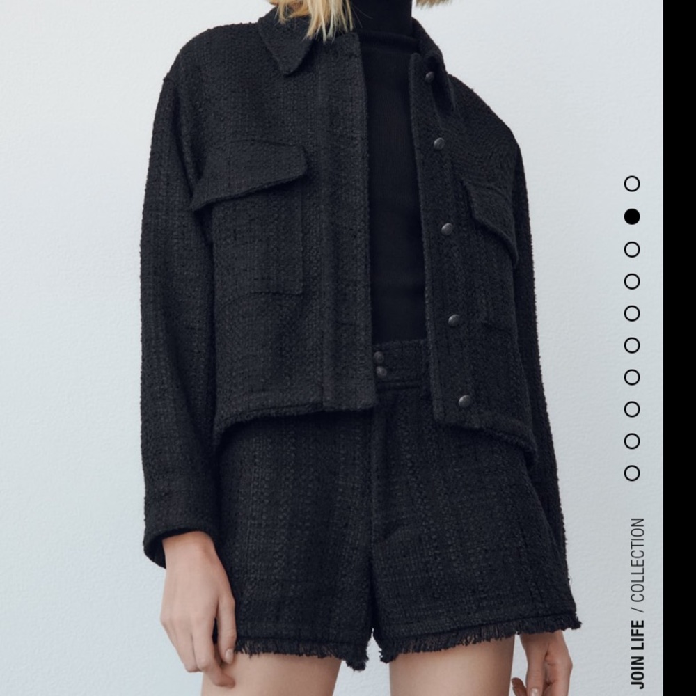 Zara cropped textured weave jacket